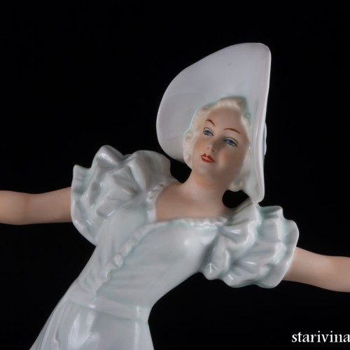 Дама в длинном платье и широкополой шляпе, Schaubach Kunst, Германия, 1953-62 гг