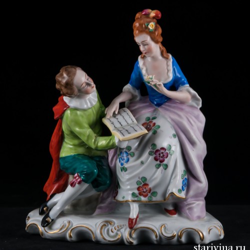 Пара с книгой, Sitzendorf, Германия, после 1951 г