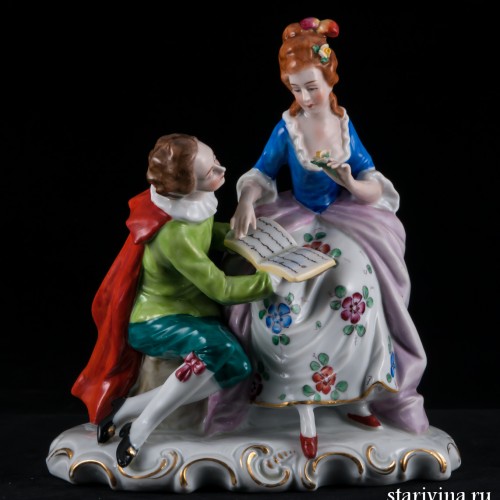 Пара с книгой, Sitzendorf, Германия, после 1951 г