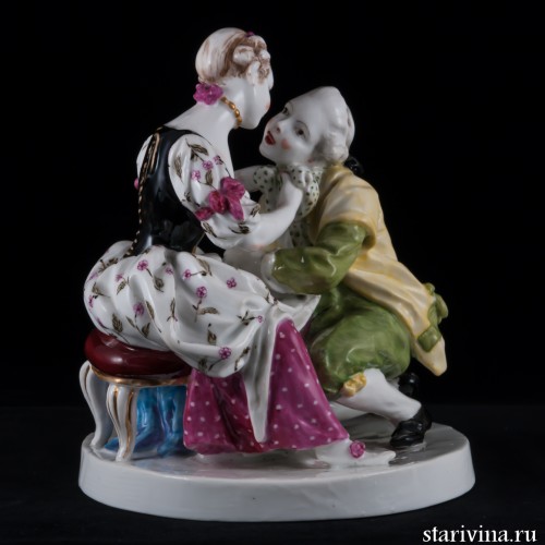 Дама, завязывающая кавалеру бант, Samson, Франция, 19 в