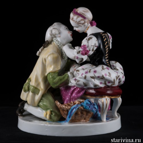 Дама, завязывающая кавалеру бант, Samson, Франция, 19 в