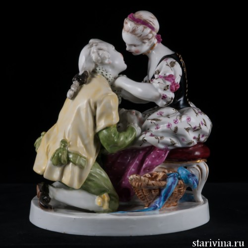 Дама, завязывающая кавалеру бант, Samson, Франция, 19 в