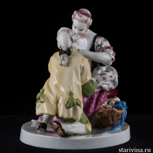 Дама, завязывающая кавалеру бант, Samson, Франция, 19 в