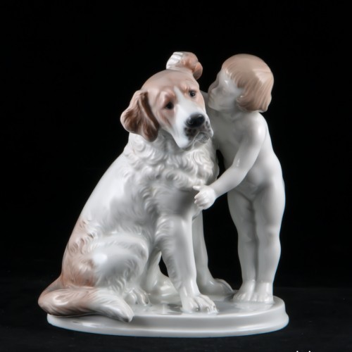 "По секрету", девочка и сенбернар, Rosenthal, Германия, 1959 г