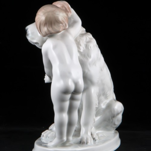 "По секрету", девочка и сенбернар, Rosenthal, Германия, 1959 г