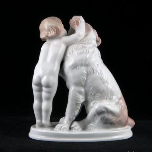 "По секрету", девочка и сенбернар, Rosenthal, Германия, 1959 г