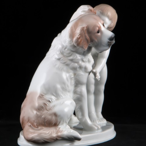 "По секрету", девочка и сенбернар, Rosenthal, Германия, 1959 г