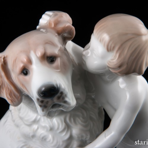 "По секрету", девочка и сенбернар, Rosenthal, Германия, 1959 г