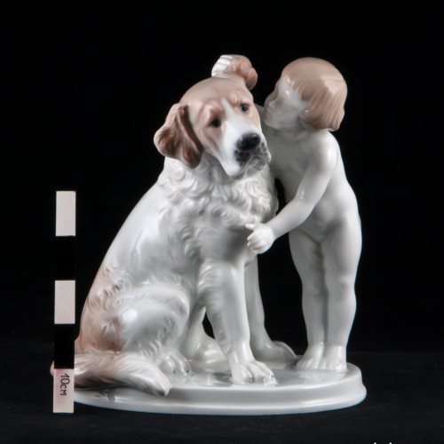 "По секрету", девочка и сенбернар, Rosenthal, Германия, 1959 г