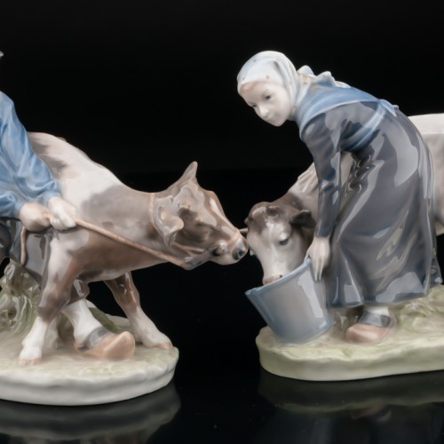 Девочка поящая корову, Royal Copenhagen, Дания, 1967 г