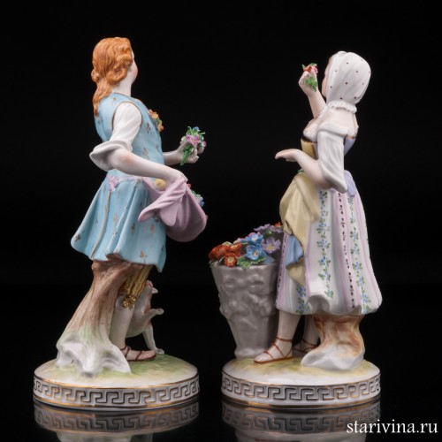 Пара с большой корзиной цветов, Carl Thieme, Германия
