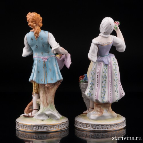 Пара с большой корзиной цветов, Carl Thieme, Германия