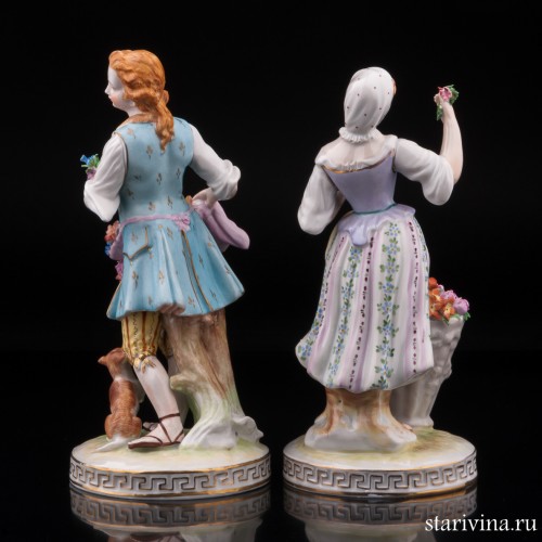 Пара с большой корзиной цветов, Carl Thieme, Германия