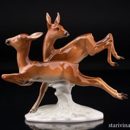 Бегущие лани, миниатюра, Hutschenreuther, Германия