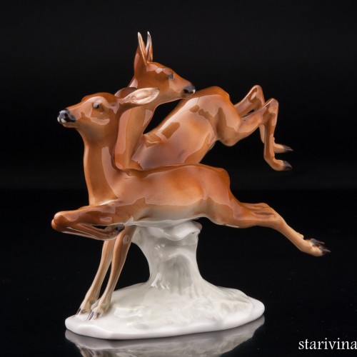 Бегущие лани, миниатюра, Hutschenreuther, Германия