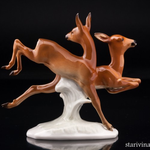 Бегущие лани, миниатюра, Hutschenreuther, Германия