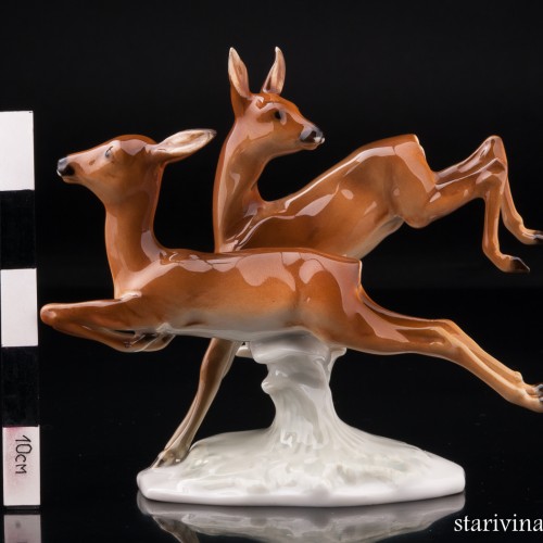 Бегущие лани, миниатюра, Hutschenreuther, Германия