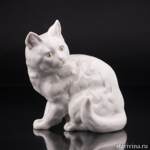 Кошка белая, сидит, Hutschenreuther, Германия, 1938-55 гг