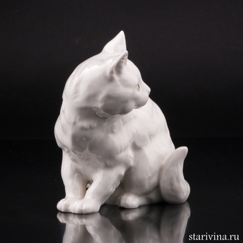 Кошка белая, сидит, Hutschenreuther, Германия, 1938-55 гг