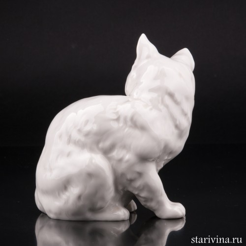 Кошка белая, сидит, Hutschenreuther, Германия, 1938-55 гг