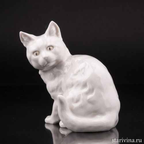 Кошка белая, сидит, Hutschenreuther, Германия, 1938-55 гг