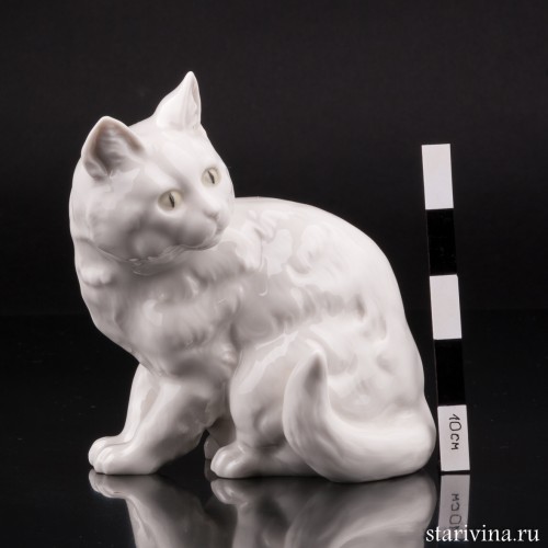 Кошка белая, сидит, Hutschenreuther, Германия, 1938-55 гг