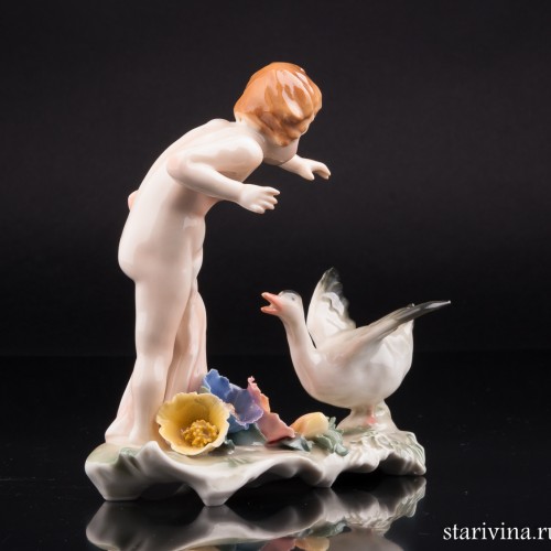 Девочка и гусь, Karl Ens, Германия, 1920-30 гг