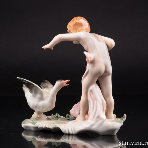 Девочка и гусь, Karl Ens, Германия, 1920-30 гг