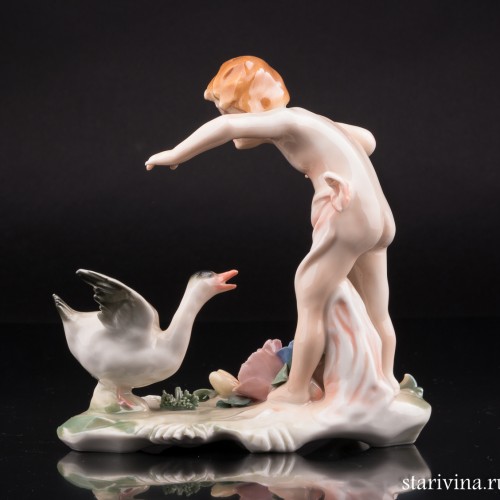 Девочка и гусь, Karl Ens, Германия, 1920-30 гг