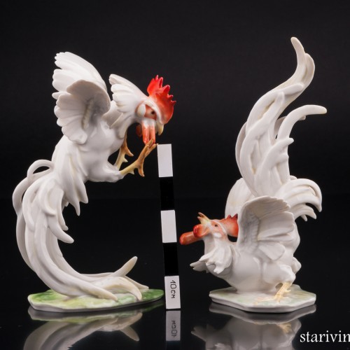 Петушиный бой, парные статуэтки, Hutschenreuther, Германия, 1970 гг