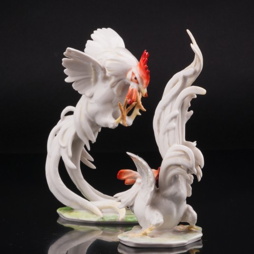 Петушиный бой, парные статуэтки, Hutschenreuther, Германия, 1970 гг