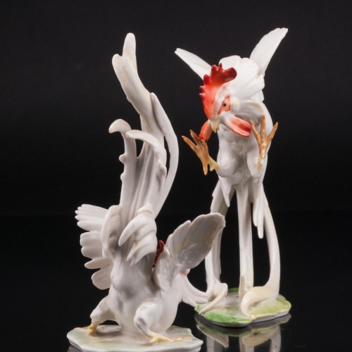 Петушиный бой, парные статуэтки, Hutschenreuther, Германия, 1970 гг