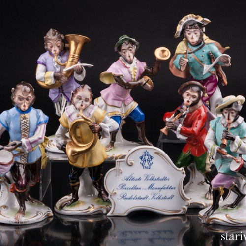Обезьяний оркестр, 7 фигур, Volkstedt, Германия, сер. 20 в