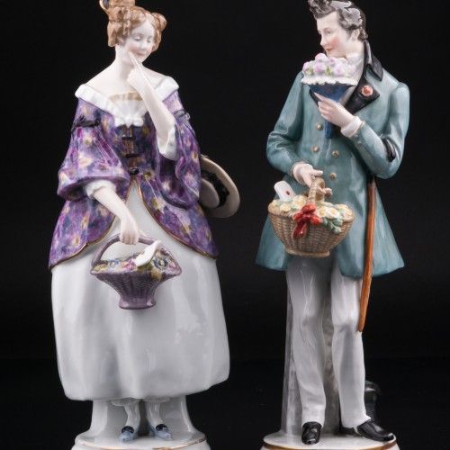 Романтическая пара с письмами и цветами, Karl Ens, Германия, 1930-40 гг