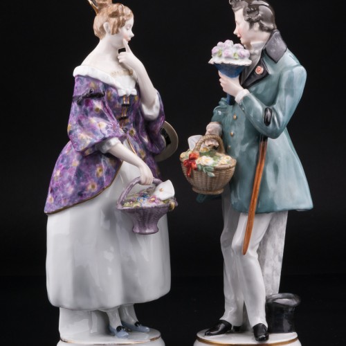 Романтическая пара с письмами и цветами, Karl Ens, Германия, 1930-40 гг