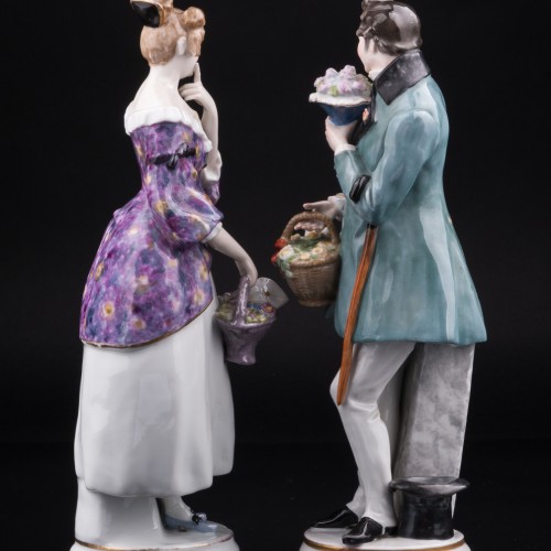 Романтическая пара с письмами и цветами, Karl Ens, Германия, 1930-40 гг