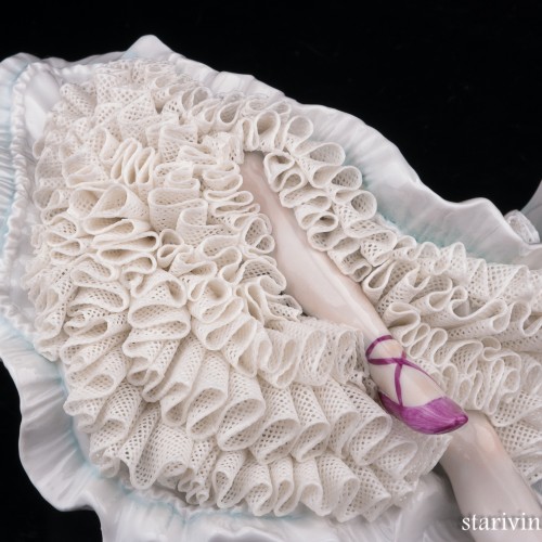 Балерина в голубом платье, кружевная, Sitzendorf, Германия, вт. пол. 20 в