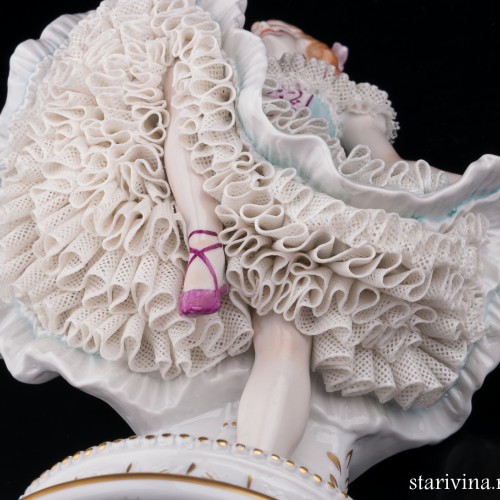 Балерина в голубом платье, кружевная, Sitzendorf, Германия, вт. пол. 20 в