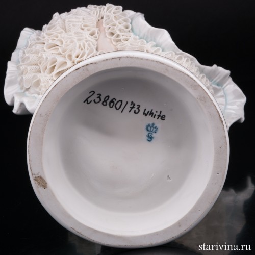 Балерина в голубом платье, кружевная, Sitzendorf, Германия, вт. пол. 20 в