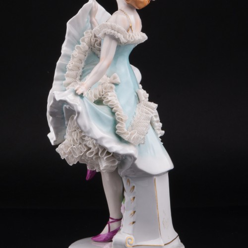Балерина в голубом платье, кружевная, Sitzendorf, Германия, вт. пол. 20 в