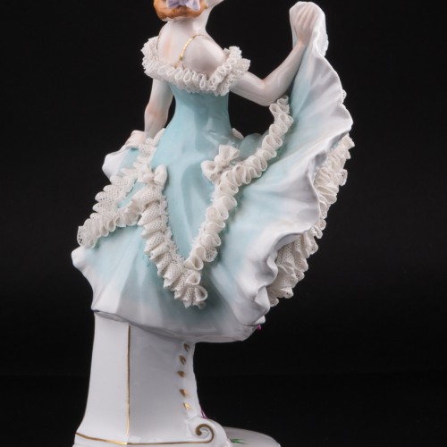 Балерина в голубом платье, кружевная, Sitzendorf, Германия, вт. пол. 20 в