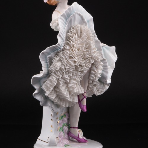 Балерина в голубом платье, кружевная, Sitzendorf, Германия, вт. пол. 20 в