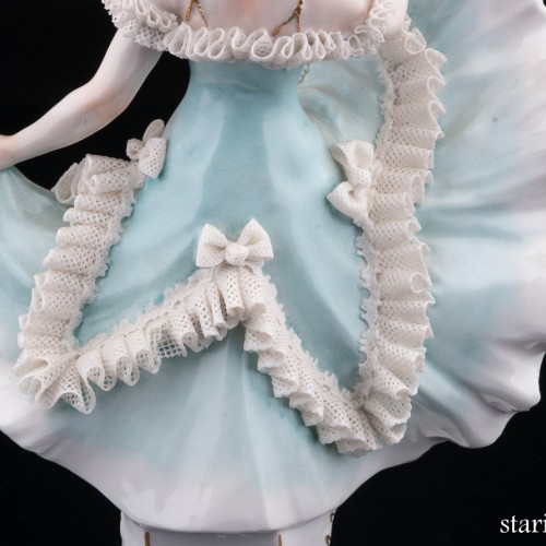 Балерина в голубом платье, кружевная, Sitzendorf, Германия, вт. пол. 20 в