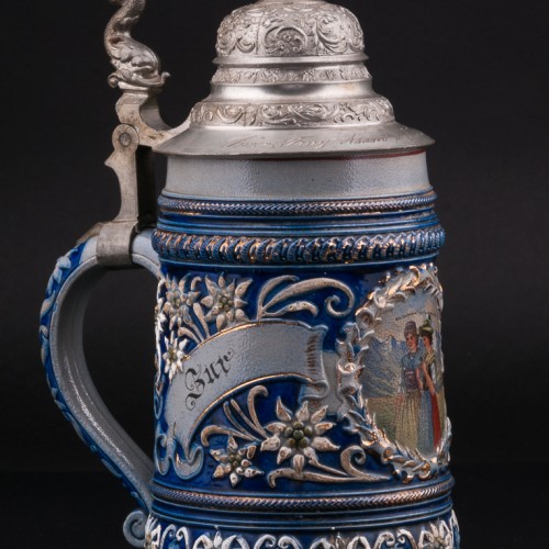 Альпийские мотивы, кружка 1л, Marzi & Remy, Германия, 1905 г