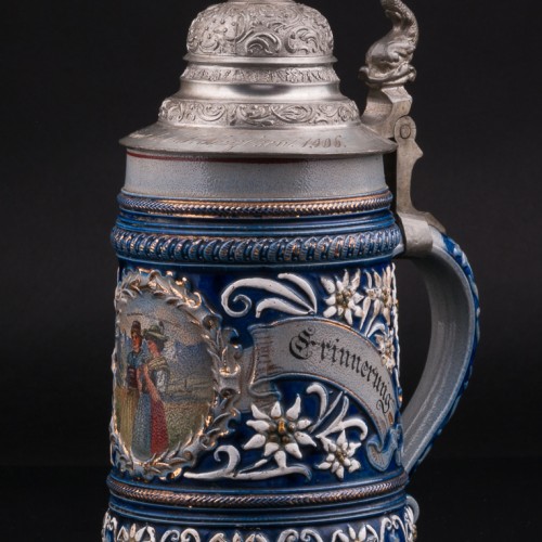 Альпийские мотивы, кружка 1л, Marzi & Remy, Германия, 1905 г