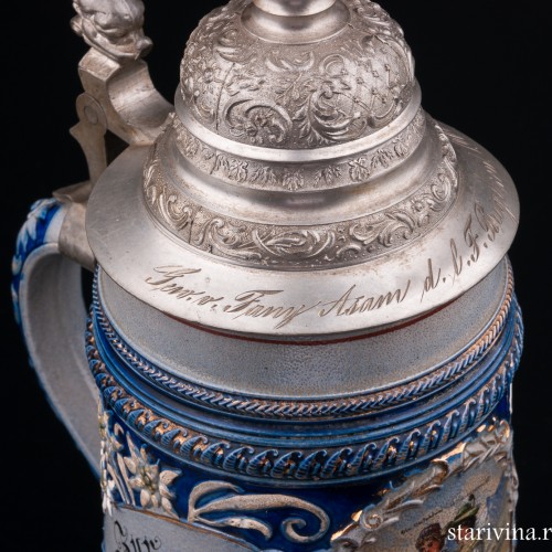 Альпийские мотивы, кружка 1л, Marzi & Remy, Германия, 1905 г