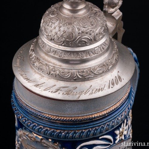 Альпийские мотивы, кружка 1л, Marzi & Remy, Германия, 1905 г