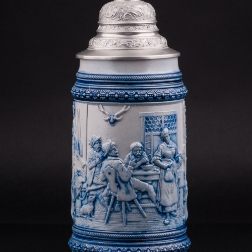 Охотники в таверне, кружка 1л, Marzi & Remy, Германия, 1889 г