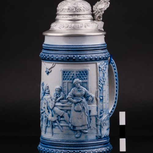 Охотники в таверне, кружка 1л, Marzi & Remy, Германия, 1889 г