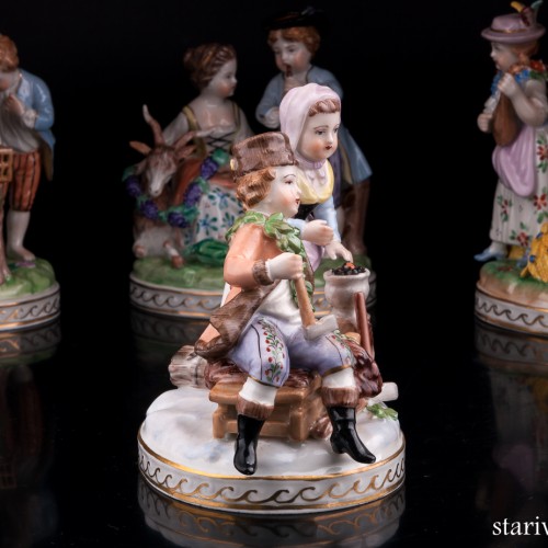 Времена года, 4 статуэтки, Carl Thieme, Германия, вт. пол. 20 в